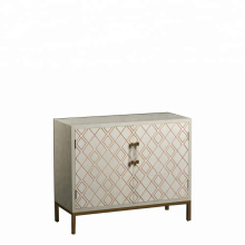 Mayco Storage Furniture 2 Door Diamond Pattern Acrylic Pull White Wooden Storage Cabinet